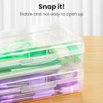 6 Pack Pencil Box, Sooez School Box, Hard Pencil Boxes for School Supplies Bulk, Large Plastic Pencil Case with Lid, Clear Pencil Container, Stackable School Box Crayon Boxes Bulk for Kids by Sooez