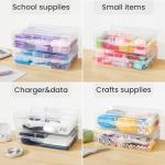 6 Pack Pencil Box, Sooez School Box, Hard Pencil Boxes for School Supplies Bulk, Large Plastic Pencil Case with Lid, Clear Pencil Container, Stackable School Box Crayon Boxes Bulk for Kids by Sooez