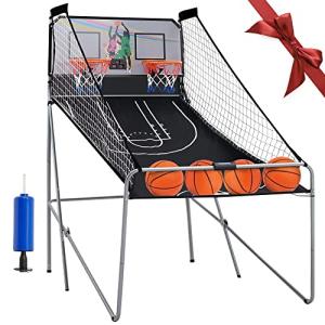 Outspurge Foldable Electronic Dual Basketball Arcade Game,Double Shot 2Player,8 Game Options w/4 Balls LED Scoring System & Indoor Basketball Game for Kids,Youth, Adults by Outspurge