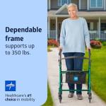 Medline Steel Foldable Adult Transport Rollator Mobility Walker with 6â Wheels, Green by Medline Industries Healthcare
