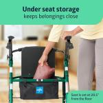 Medline Steel Foldable Adult Transport Rollator Mobility Walker with 6â Wheels, Green by Medline Industries Healthcare