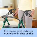 Medline Steel Foldable Adult Transport Rollator Mobility Walker with 6â Wheels, Green by Medline Industries Healthcare