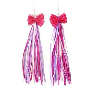 HugeDE Kids' Bicycle Bike Bowknot Streamers Scooter Handlebar Tassel Streamers for Boys Girls Pink by HugeDE