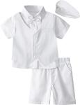 A&J DESIGN Baptism Outfits for Boys Christening Clothing Baby White Suit Set with Hat 18-24 Months from 
