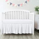 Crib Bed Skirt 4 Sides Pleated Dust Ruffle for Baby Boys Girls Elastic Adjustable Fit Toddler Bedskirt Easy On/Off Soft Nursery Standard Crib Bedding Skirts Solid White Crib Skirt by Biloban