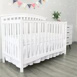 Crib Bed Skirt 4 Sides Pleated Dust Ruffle for Baby Boys Girls Elastic Adjustable Fit Toddler Bedskirt Easy On/Off Soft Nursery Standard Crib Bedding Skirts Solid White Crib Skirt by Biloban