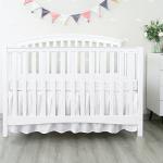 Crib Bed Skirt 4 Sides Pleated Dust Ruffle for Baby Boys Girls Elastic Adjustable Fit Toddler Bedskirt Easy On/Off Soft Nursery Standard Crib Bedding Skirts Solid White Crib Skirt by Biloban