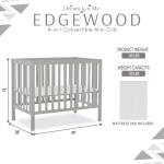 Dream On Me, Edgewood 4-in-1 Convertible Mini Crib, Cool Grey , 40x25x33 Inch (Pack of 1) by Dream On Me