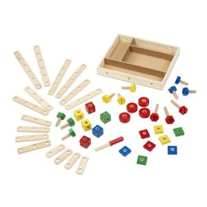 Melissa & Doug Wooden Construction Building Set in a Box (48 pcs) by Melissa & Doug