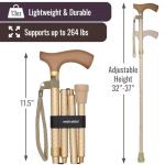 Switch Sticks Walking Cane for Men or Women, Foldable and Adjustable from 32-37 Inches, Engraved Pearl Gold from Switch Sticks