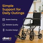 Drive Medical Lightweight Steel Transport Wheelchair, Fixed Full Arms, 17" Seat, Silver Vein from Drive Medical