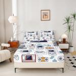 Boys Game Fitted Sheet Gamepad Printed Bedding Set for Kids Teens Videogame Controller Fitted Bed Sheet Gaming Console Bedding Decor Set Twin Size 1 Fitted Sheet with 1 Pillow Case(No Top Sheet) from Erosebridal