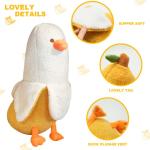 PEACH CAT Banana Duck Plush Toy Cute Plushie Hugging Plush Pillow Duck Stuffed Animal for Girls and Boys White 19.7" from PEACH CAT