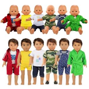 BARWA Boy Doll Clothes 6 Sets Boy Doll Clothes Daily Casual Clothes Outfits Compatible for 14 to 16 Inch Baby Doll and 18 Inch Boy Dolls from Barwa
