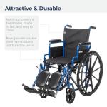 Drive Medical Blue Streak Wheelchair with Flip Back Desk Arms, Elevating Leg Rests, 20 Inch Seat from Drive Medical