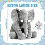 Yulejo Giant Stuffed Elephant Plush Animal Toy Huge Soft Big Large Animals Doll Gray Gifts for Kids Girlfriend Home Decor (31.5 Inch) by Yulejo