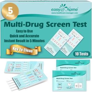 10 Pack Easy@Home 5 Panel Instant Drug Test Kits - Testing Marijuana (THC), COC, OPI 2000, AMP, BZO - Urine Dip Drug Testing - #EDOAP-754 from Easy@Home
