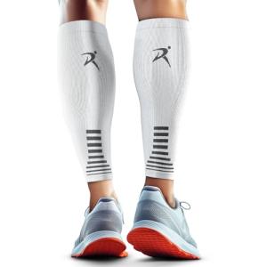 Rymora Leg Compression Sleeve, Calf Support Sleeves Legs Pain Relief for Men and Women, Comfortable and Secure Footless Socks for Fitness, Running, and Shin Splints â White, X-Large (One Pair) by Rymora