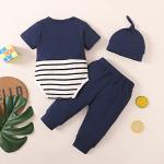 Newborn Baby Boy Clothes Summer Outfits Premature Clothes Boys Cute Infant Boy Outfits Cotton Short Sleeve Blue Romper Ripped Pants Set 0-3 Months Baby Boys Clothes from 