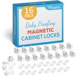 16 Pack Child Safety Magnetic Cabinet Locks - Vmaisi Children Proof Cupboard Baby Locks Latches - Adhesive for Cabinets & Drawers and Screws Fixed for Durable Protection by vmax