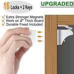 16 Pack Child Safety Magnetic Cabinet Locks - Vmaisi Children Proof Cupboard Baby Locks Latches - Adhesive for Cabinets & Drawers and Screws Fixed for Durable Protection by vmax