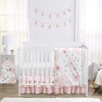4 pc. Blush Pink, Grey and White Watercolor Floral Baby Girl Crib Bedding Set by Sweet Jojo Designs - Rose Flower Polka Dot from Sweet Jojo Designs