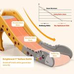 BABY JOY 3 in 1 Slide for Kids, Toddler Large Play Climber Slide PlaySet with Extra Long Slipping Slope, Basketball Hoop and Ball, Ideal Gift for Boys and Girls Indoor Outdoor Use (Yellow Giraffe) by BABY JOY