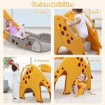 BABY JOY 3 in 1 Slide for Kids, Toddler Large Play Climber Slide PlaySet with Extra Long Slipping Slope, Basketball Hoop and Ball, Ideal Gift for Boys and Girls Indoor Outdoor Use (Yellow Giraffe) by BABY JOY
