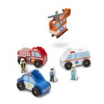 Melissa & Doug Emergency Vehicle Wooden Play Set With 4 Vehicles, 4 Play Figures by Melissa and Doug