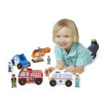 Melissa & Doug Emergency Vehicle Wooden Play Set With 4 Vehicles, 4 Play Figures by Melissa and Doug