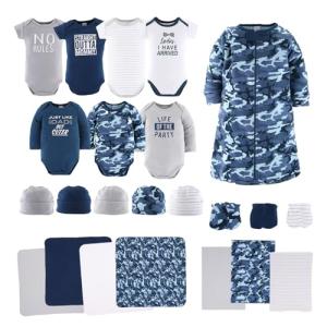 The Peanutshell Newborn Layette Gift Set for Baby Boys | 23 Piece Newborn Boy Clothes & Accessories Set | Fits Newborns to 3 Months | Blue Camo from 