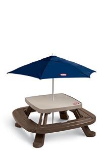 Little Tikes Fold 'n Store Picnic Table with Market Umbrella, Brown (632433M) from MGA Entertainment
