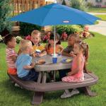Little Tikes Fold 'n Store Picnic Table with Market Umbrella, Brown (632433M) from MGA Entertainment