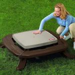 Little Tikes Fold 'n Store Picnic Table with Market Umbrella, Brown (632433M) from MGA Entertainment