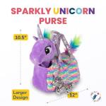 Little Jupiter Plush Pet Set - Unicorn Toys - Unicorn Gift for Girls - Stuffed Animal for Kids - Plushie - Plush Toy - w/ Reversible Sequins & Charm (Purple Rainbow Unicorn) Age 4 - 5 - 6 - 7 yrs by Little Jupiter
