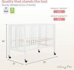 Dream On Me Quinn Full-Size Folding Crib I Removeable Wheels I Modern Nursey I Adjustable Mattress Support I Patent Folding System, White , 54x31x46 Inch (Pack of 1) from Dream On Me