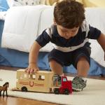 Melissa & Doug Horse Carrier Wooden Vehicle Play Set With 2 Flocked Horses and Pull-Down Ramp from Melissa & Doug