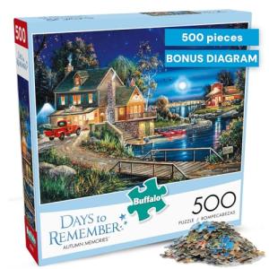 Buffalo Games - Days to Remember - Autumn Memories - 500 Piece Jigsaw Puzzle , Blue,red, Brown , 21.25"L X 15"W from Buffalo Games