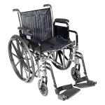 Drive Medical Silver Sport 2 Wheelchair with Various Arms Styles and Front Rigging Options, Black, 20 Inch by Drive Medical