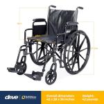 Drive Medical Silver Sport 2 Wheelchair with Various Arms Styles and Front Rigging Options, Black, 20 Inch by Drive Medical