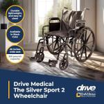 Drive Medical Silver Sport 2 Wheelchair with Various Arms Styles and Front Rigging Options, Black, 20 Inch by Drive Medical