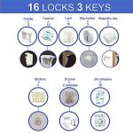 Baby Proofing Magnetic Cabinet Locks, Child Proof Safety Latches for Drawer Cupboard Kitchen Bedroom, Adhesive or Screw Two Installation Methods (16 Locks & 3 Keys) by 