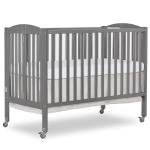 Dream On Me, Full Size 2-in-1 Folding Stationary Side Crib, Steel Grey from Dream on Me Dropship