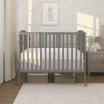 Dream On Me, Full Size 2-in-1 Folding Stationary Side Crib, Steel Grey from Dream on Me Dropship