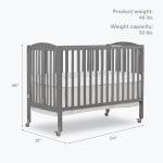 Dream On Me, Full Size 2-in-1 Folding Stationary Side Crib, Steel Grey from Dream on Me Dropship