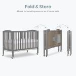 Dream On Me, Full Size 2-in-1 Folding Stationary Side Crib, Steel Grey from Dream on Me Dropship