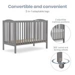 Dream On Me, Full Size 2-in-1 Folding Stationary Side Crib, Steel Grey from Dream on Me Dropship