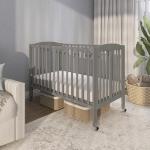 Dream On Me, Full Size 2-in-1 Folding Stationary Side Crib, Steel Grey from Dream on Me Dropship