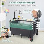 BABY JOY 5-in-1 Pack and Play, Baby Bedside Sleeper with Bassinet, Multifunction Bed Side Sleeper w/U-Shaped Diaper Changer, Safety Strap, Side Package, Music Box & Hanging Toys, Carrying Bag (Grey) from BABY JOY