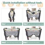 BABY JOY 5-in-1 Pack and Play, Baby Bedside Sleeper with Bassinet, Multifunction Bed Side Sleeper w/U-Shaped Diaper Changer, Safety Strap, Side Package, Music Box & Hanging Toys, Carrying Bag (Grey) from BABY JOY